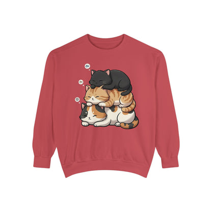 3 Cute Sleeping Cats Cozy Graphic Unisex Crewneck Sweatshirt style 8