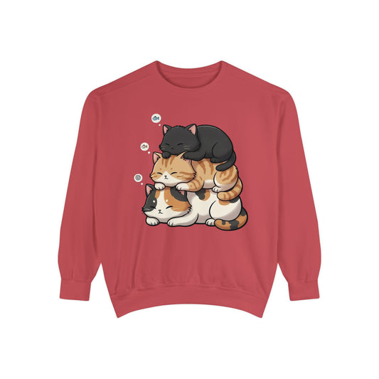 3 Cute Sleeping Cats Cozy Graphic Unisex Crewneck Sweatshirt style 8