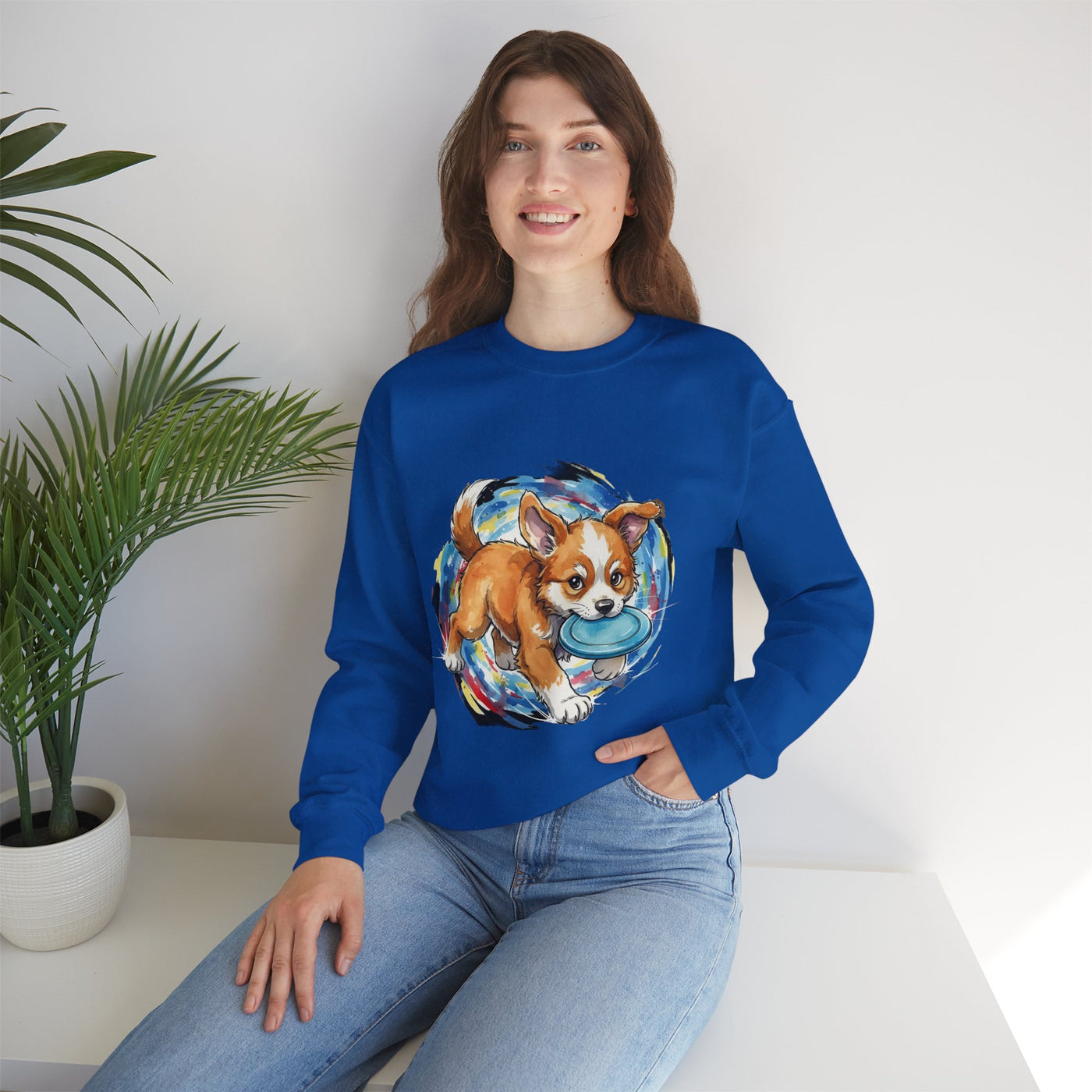 Watercolor painting style 7 Men & Women Cute Cat Pile Crewneck Sweatshirt