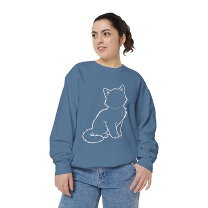 Sitting Cat Shadow Cozy Graphic Unisex Crewneck Sweatshirt style 1