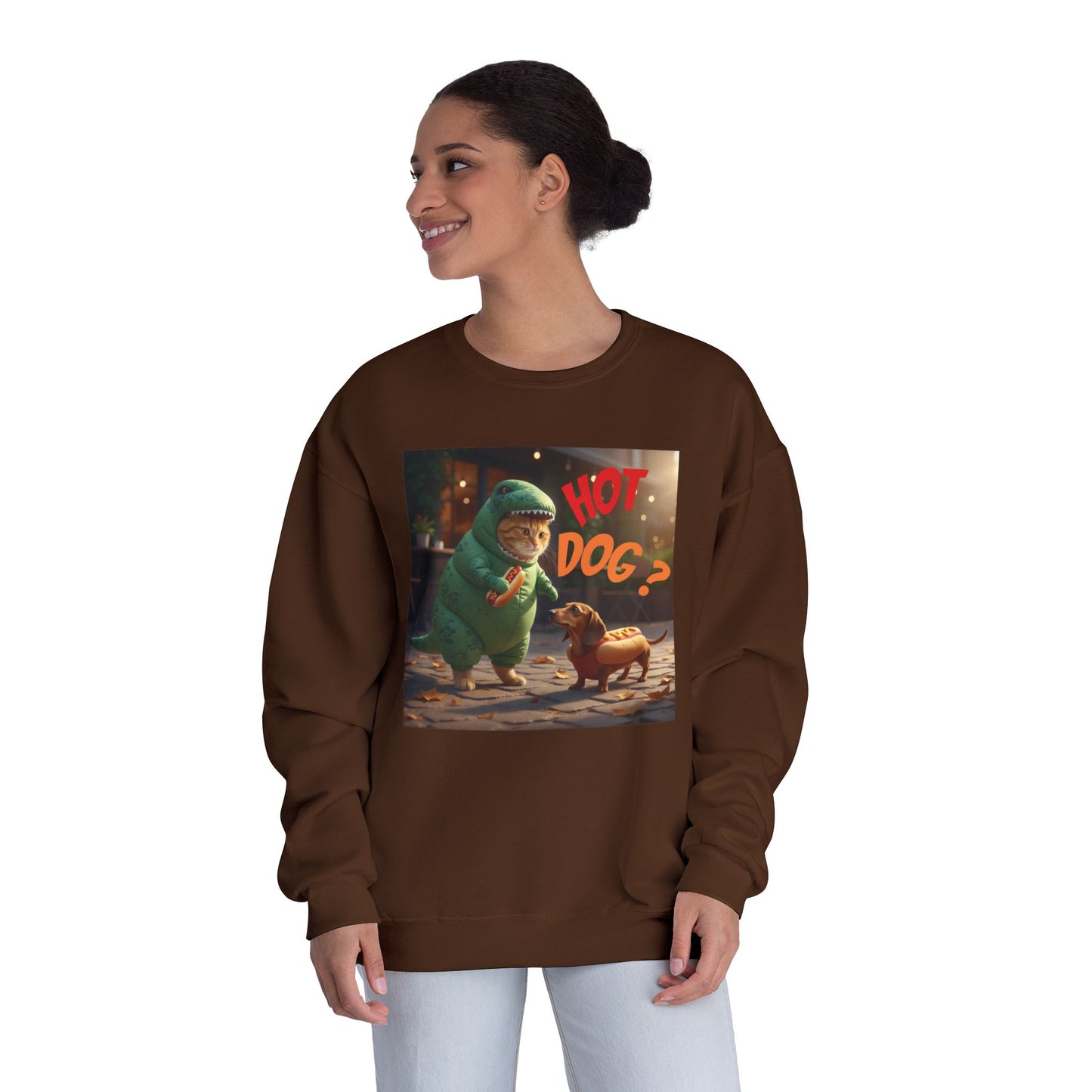 Tyrannosaurus Cat & Hot Dog Unisex NuBlend Sweatshirt