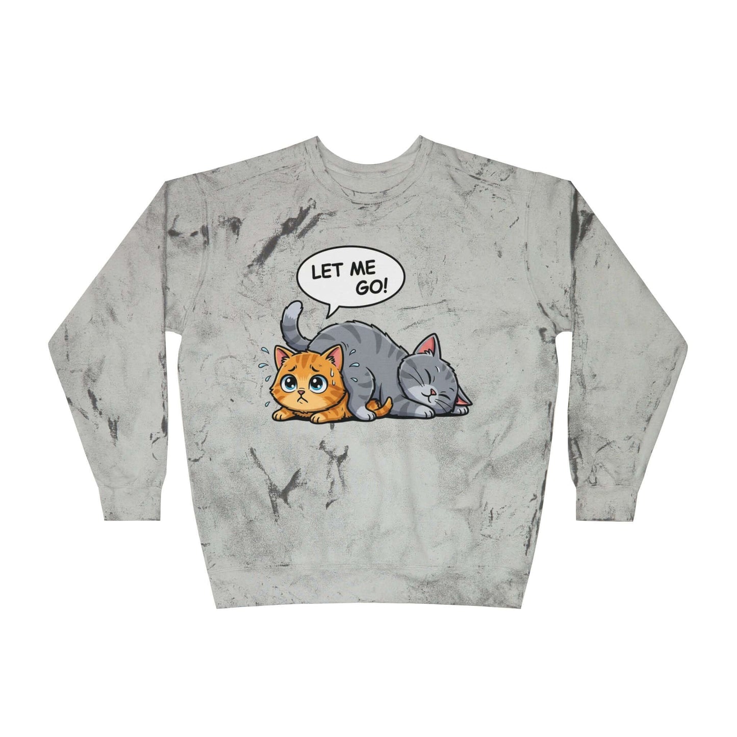 Let Me Go Cat Cozy Crewneck Sweatshirt Tie-Dye style 3