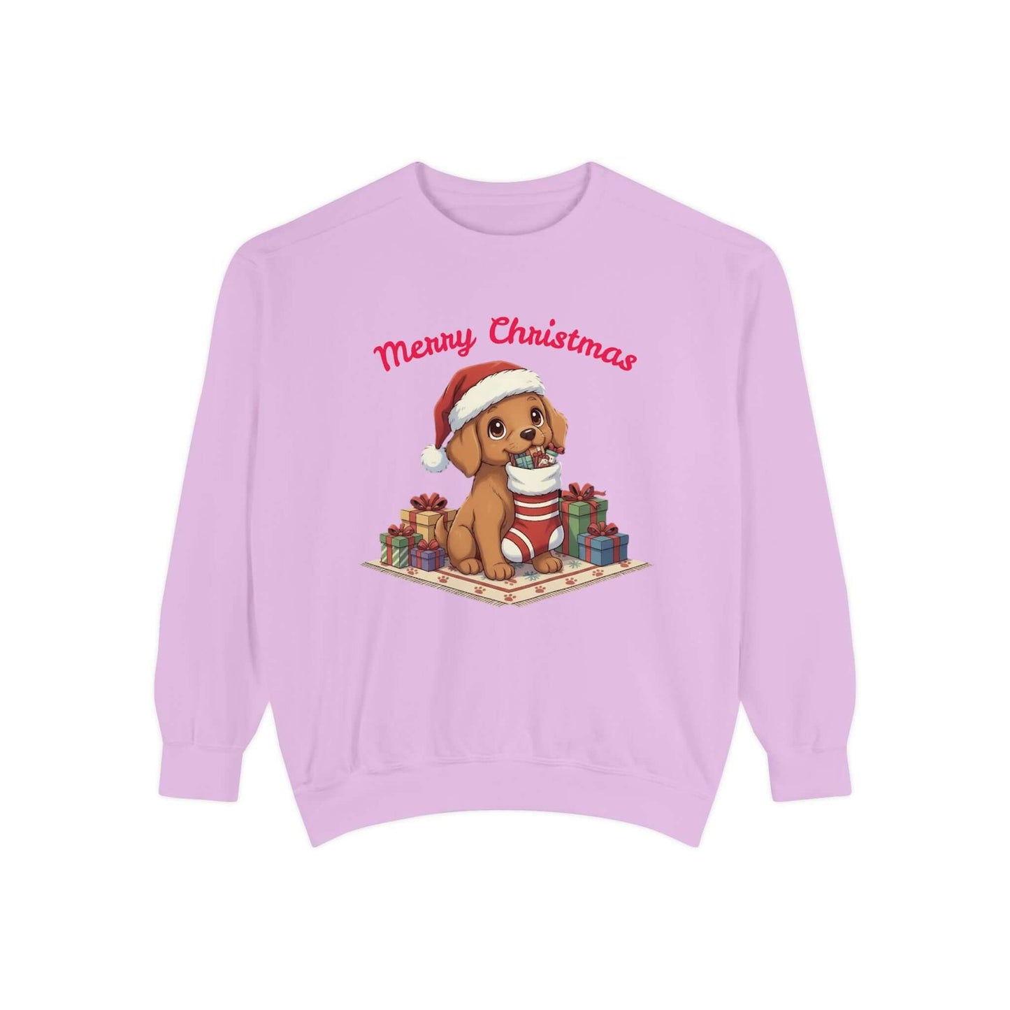 Puppy wait for Christmas presents Unisex Crewneck Sweatshirt style 2
