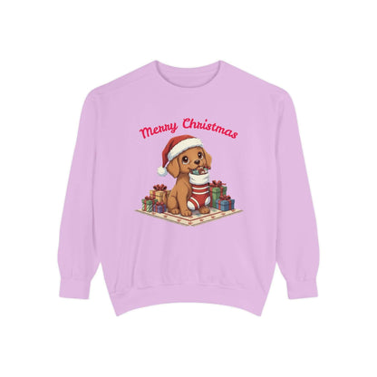 Puppy wait for Christmas presents Unisex Crewneck Sweatshirt style 2