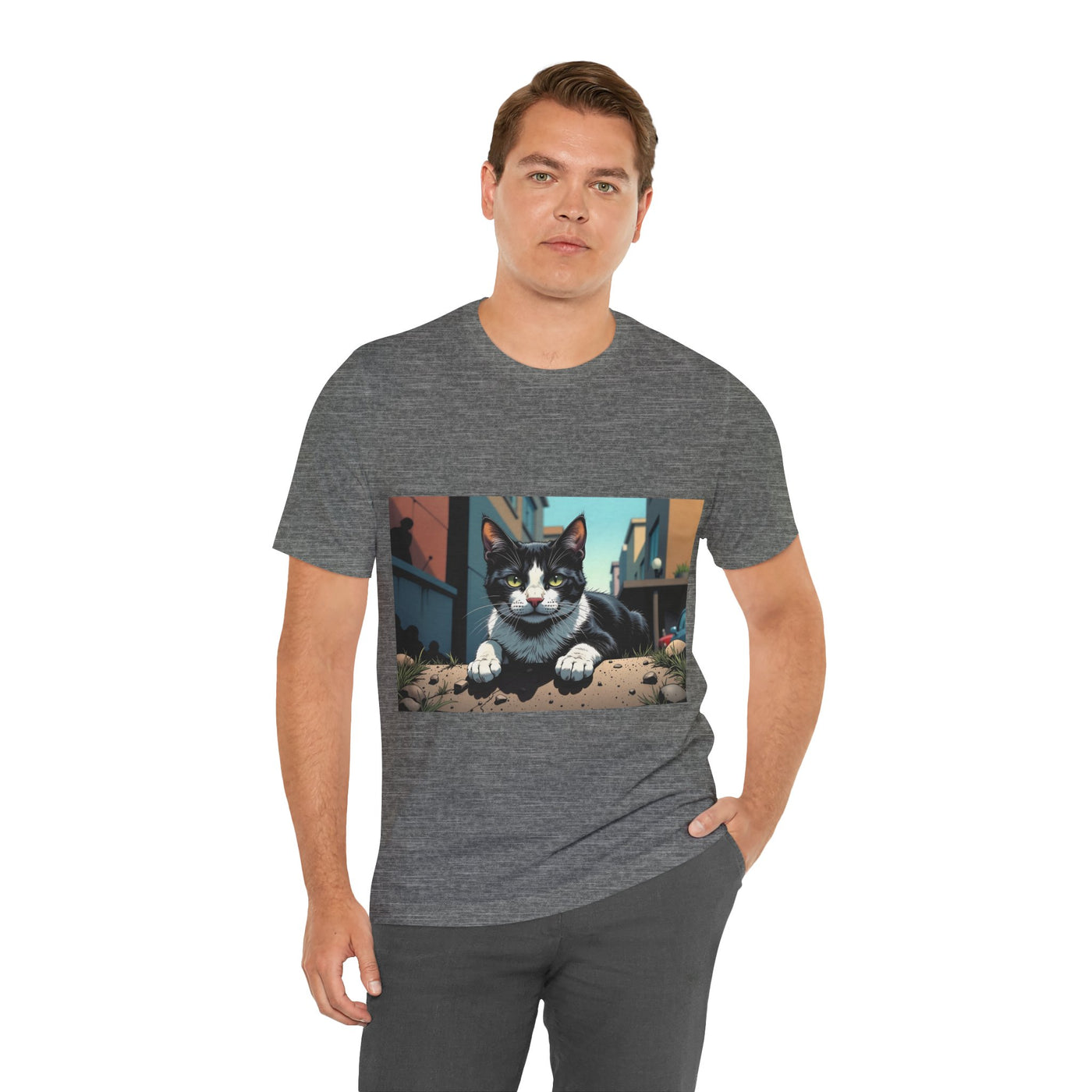 Cool Cat Graphic Tee style 1 - Unisex Jersey Short Sleeve Tee, Cat Lover Gift, Cute Cat T-Shirt, Casual Wear, Pet Owner Apparel