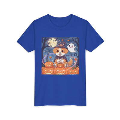 Halloween cute puppy anime style 3 Youth Tee, Short Sleeve T-Shirt, Kids Halloween Apparel, Cute Dog Tee, Fall Outfit for Children