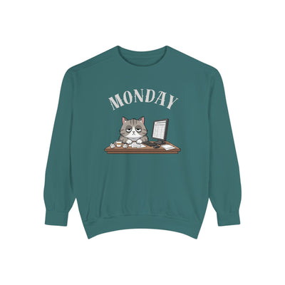 Monday Face Cat Stares Blankly Unisex Crewneck Sweatshirt style 5