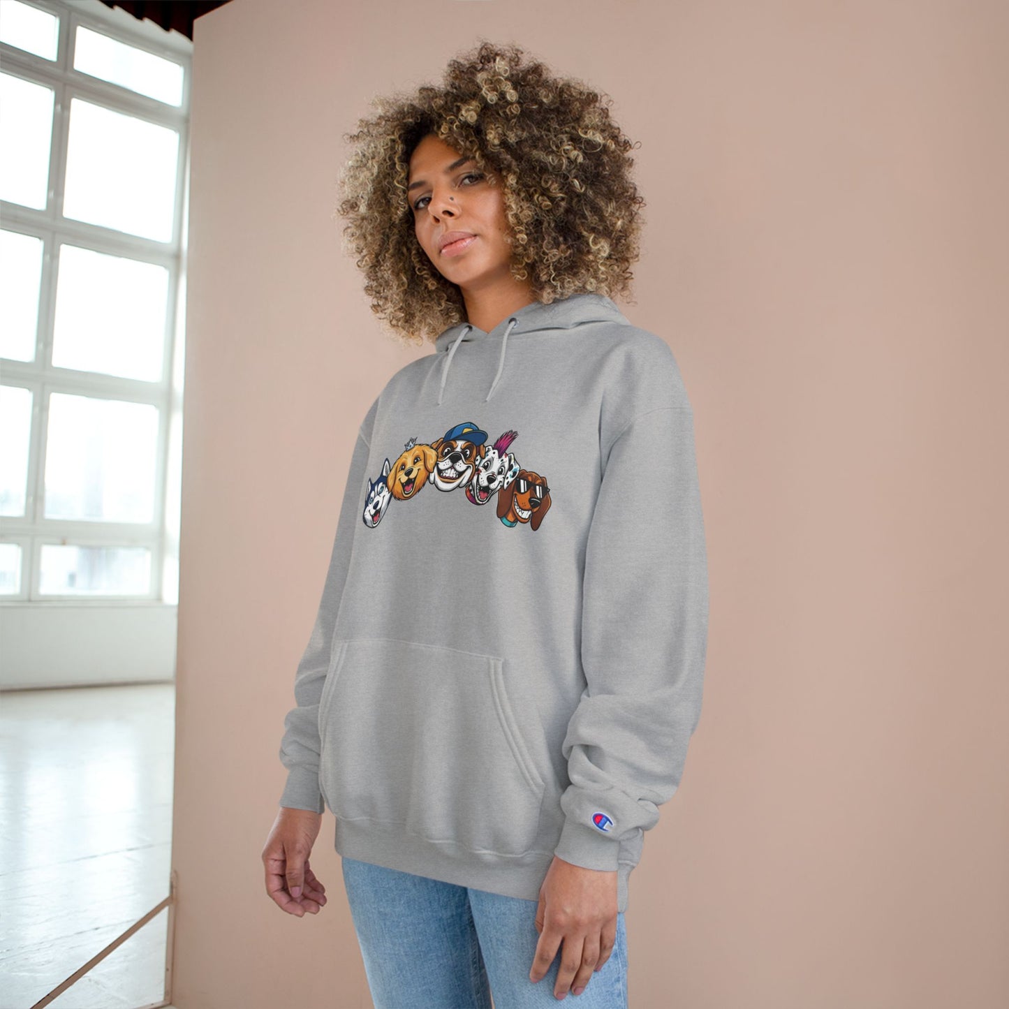 Playful Dog Faces Cozy Unisex Champion Pullover Hoodie