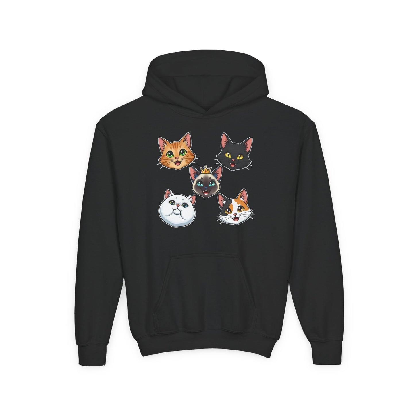 Fun Cat Heads Unisex Youth & Kids Heavy Blend Hoodie