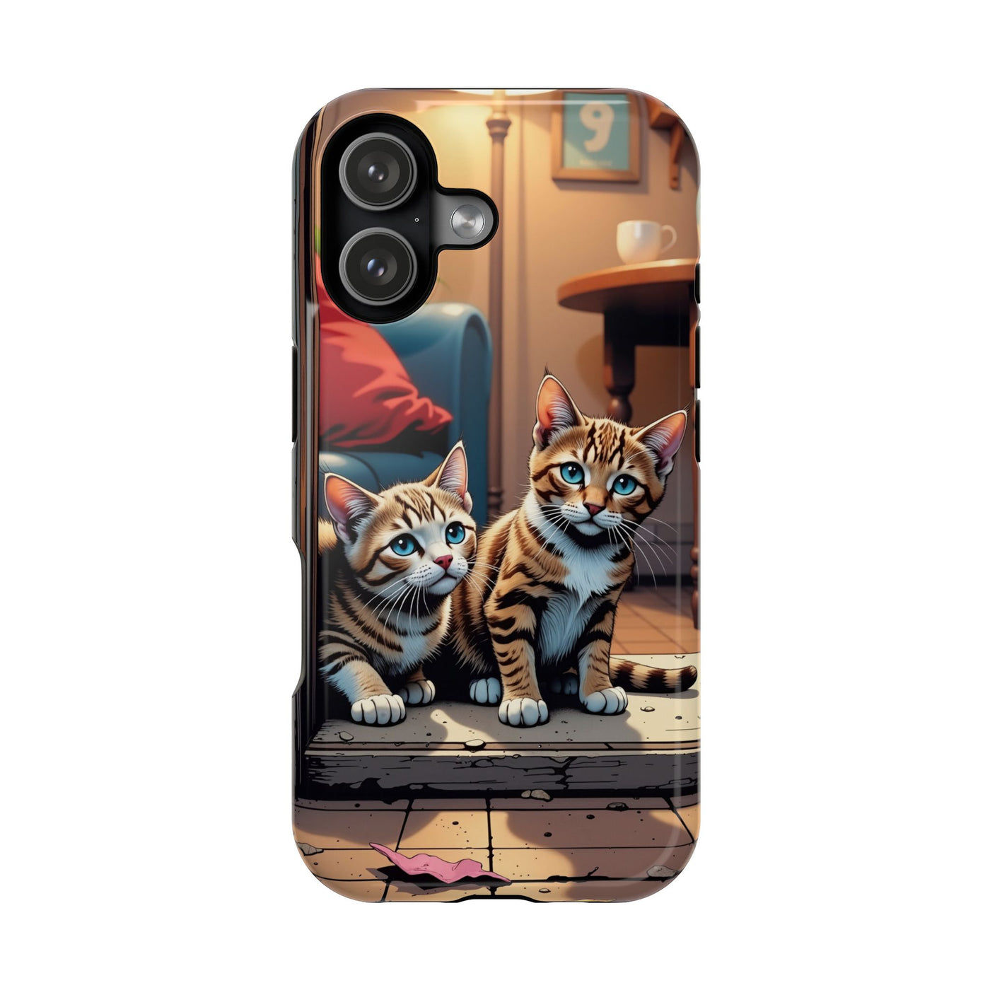 Cute Cats Magnetic Phone Case comic style 1, Cat Lover Gift, Impact-Resistant iPhone Case, Funny Pet Accessory, Unique Animal Design