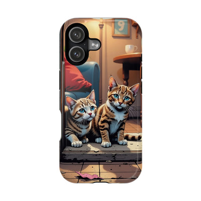 Cute Cats Magnetic Phone Case comic style 1, Cat Lover Gift, Impact-Resistant iPhone Case, Funny Pet Accessory, Unique Animal Design