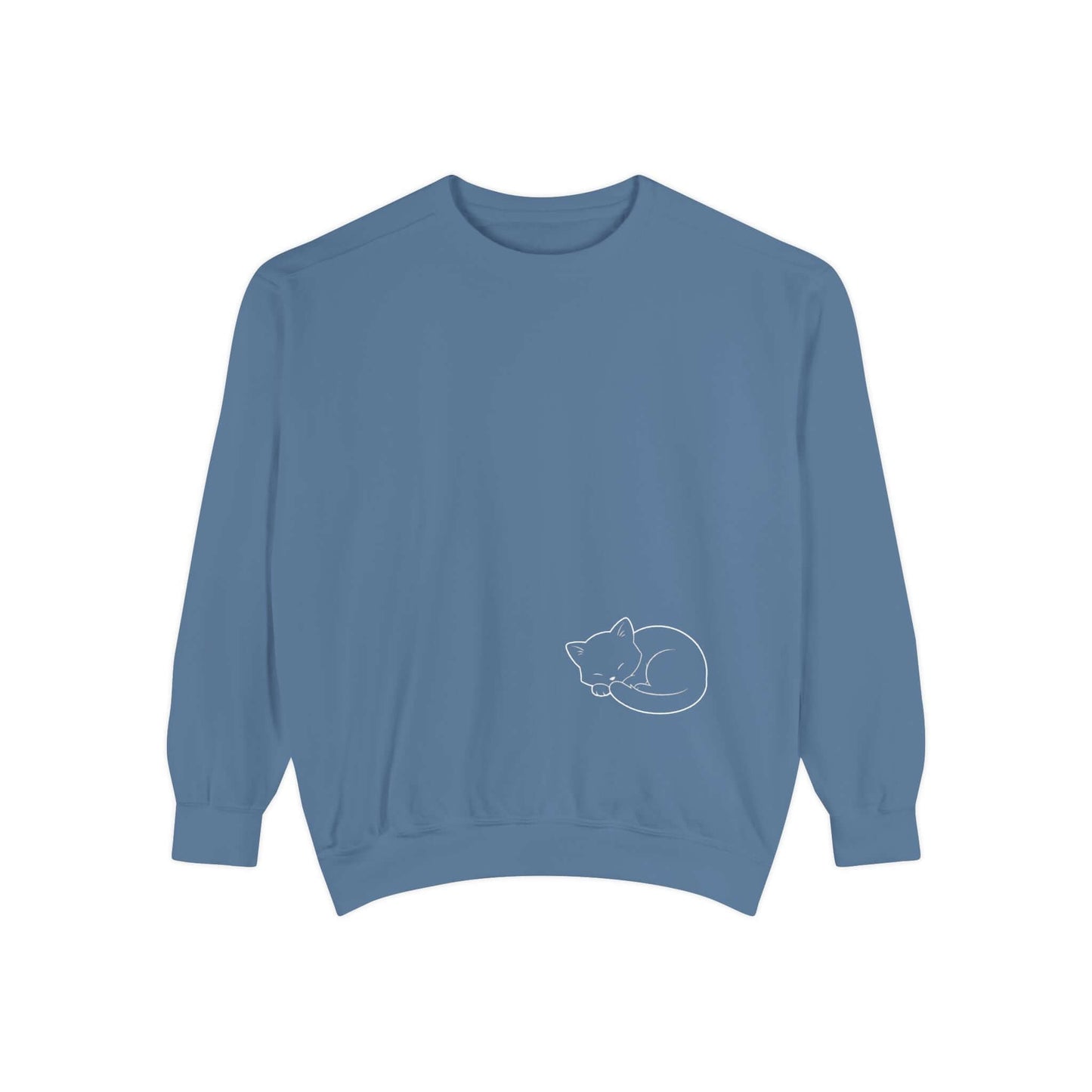 Sleeping cat shadow Graphic Unisex Crewneck Sweatshirt style 1 White