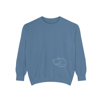 Sleeping cat shadow Graphic Unisex Crewneck Sweatshirt style 1 White