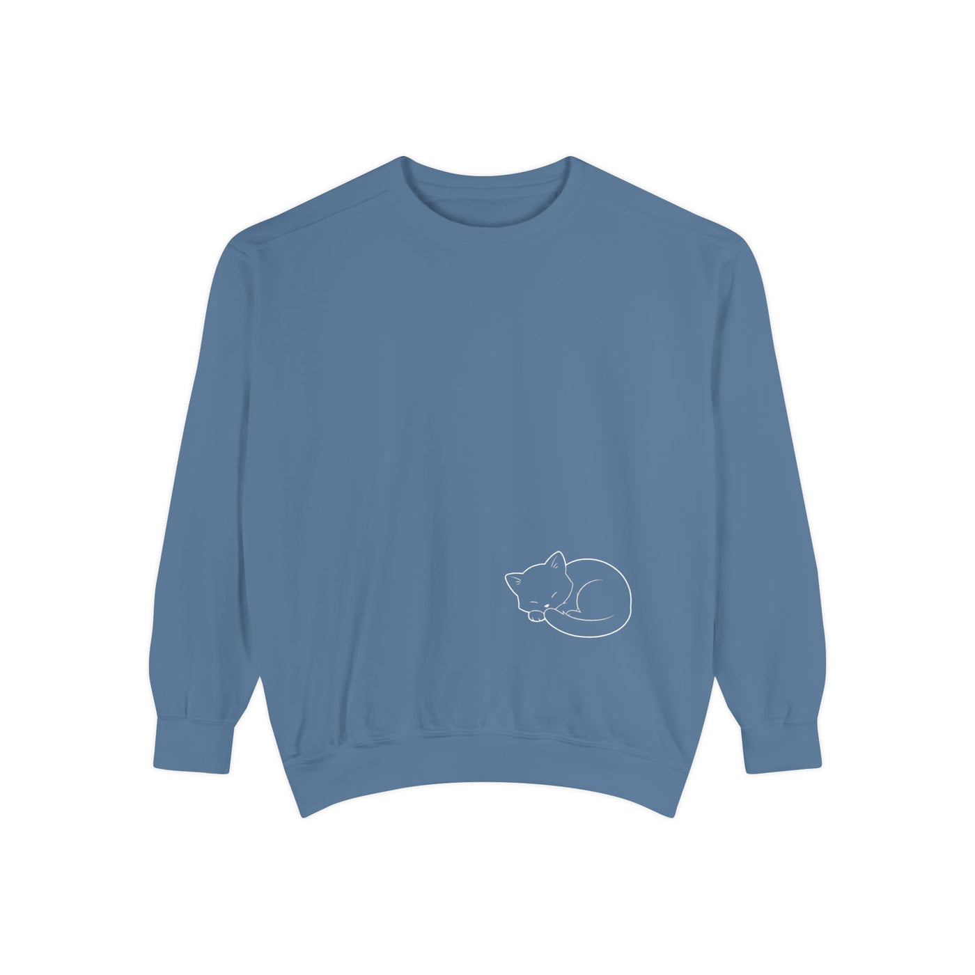 Sleeping cat (White) shadow style 1 Cozy Graphic Unisex Crewneck Sweatshirt