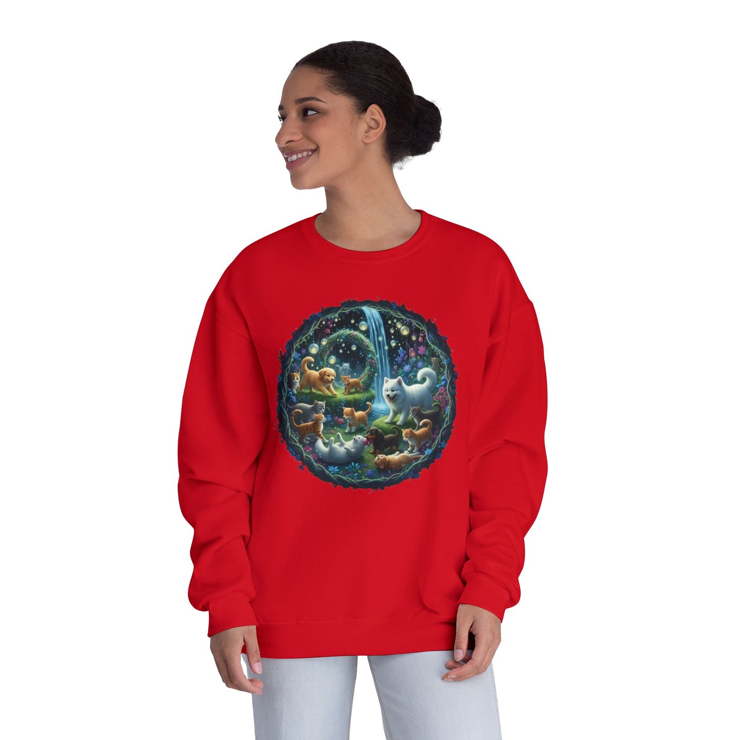 Cats & Dogs Happy Garden Unisex NuBlend Crewneck Sweatshirt style2