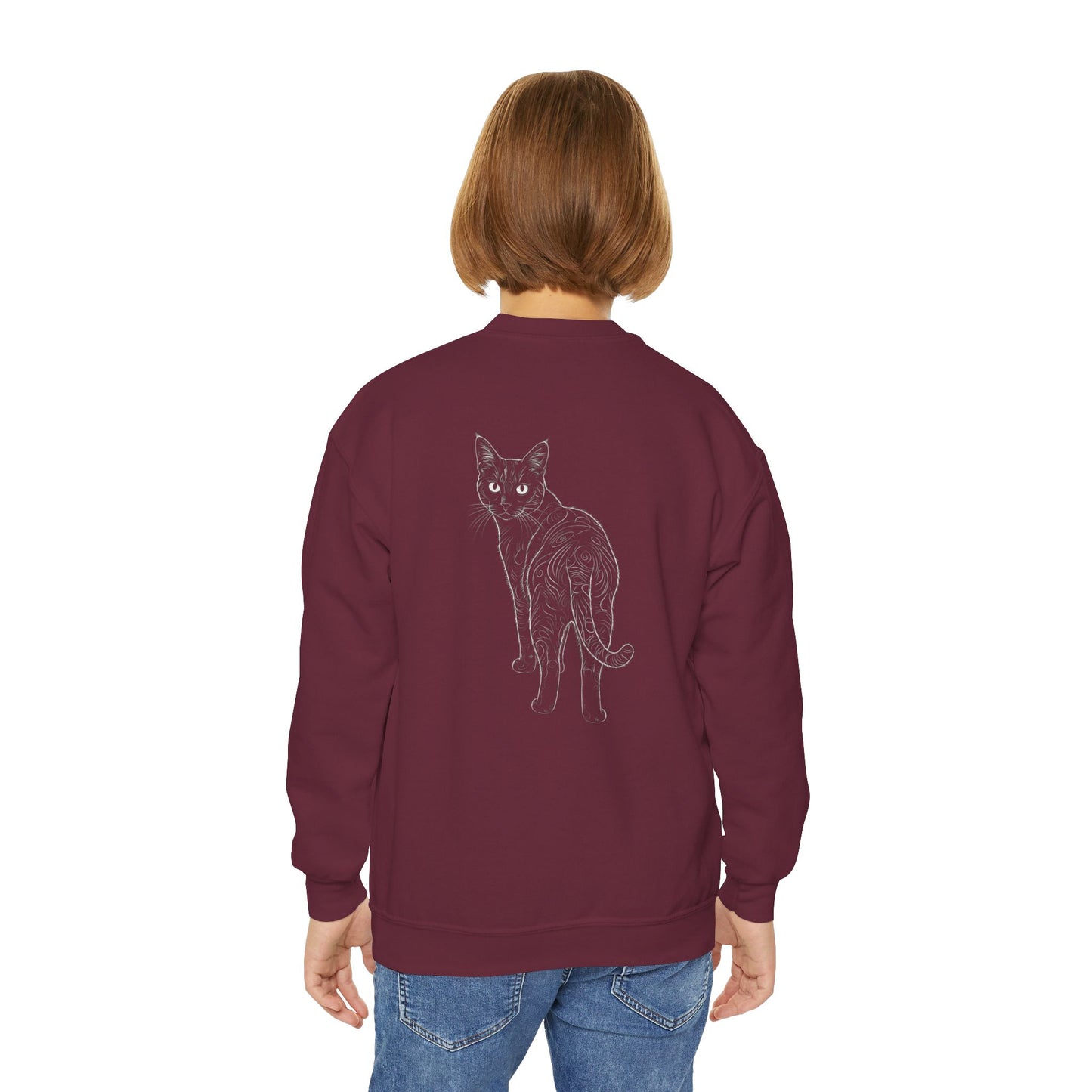 Black Cat - Cozy Unisex Youth Crewneck Sweatshirt style 1