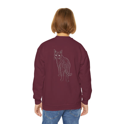 Black Cat - Cozy Unisex Youth Crewneck Sweatshirt style 1
