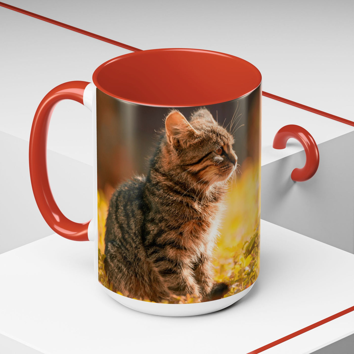 Golden Autumn Cat Coffee Mug - Cute Cat Mug, Nature Lover Gift, Cozy Kitchen Decor, Fall Drinkware, Cat Lover Gift