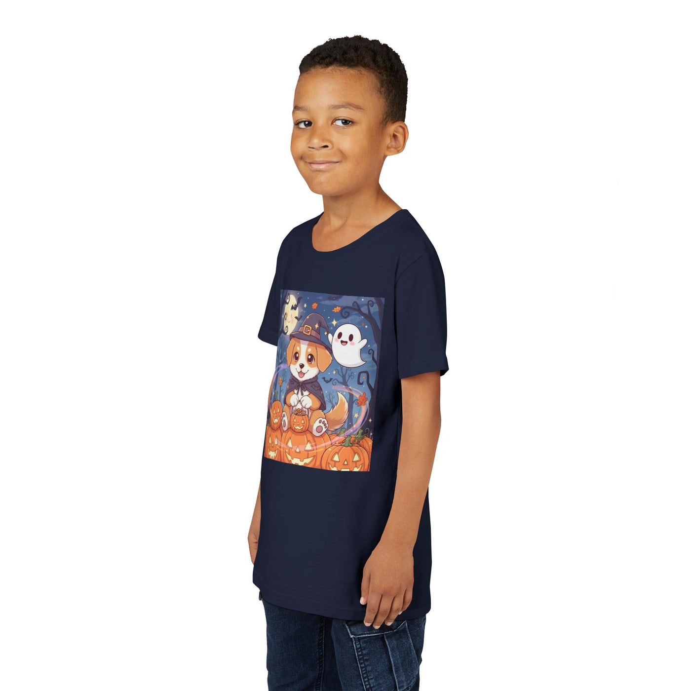 Halloween cute puppy anime style 3 Youth Tee, Short Sleeve T-Shirt, Kids Halloween Apparel, Cute Dog Tee, Fall Outfit for Children