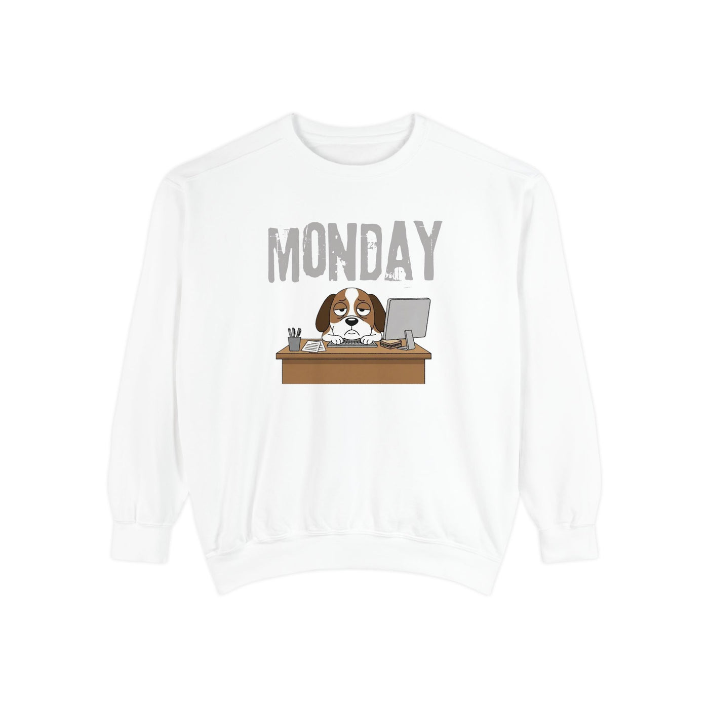 Monday Face Dog Stares Blankly Unisex Crewneck Sweatshirt style 6