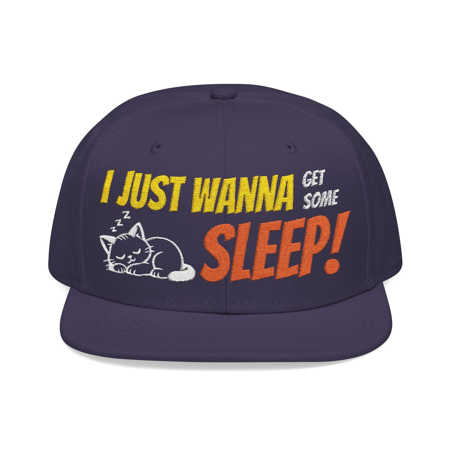 I just wanna get some sleep Embroidered Cute Cat Snapback Hat