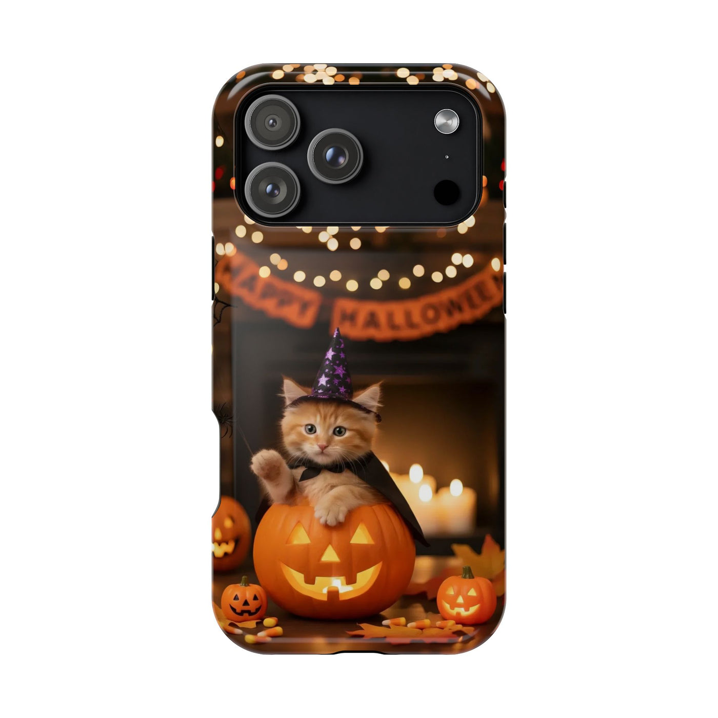 Halloween cute kitten photo style 4 Magnetic Phone Case, Cat Lover Gift, Impact-Resistant iPhone Case, Funny Pet Accessory, Unique Animal Design