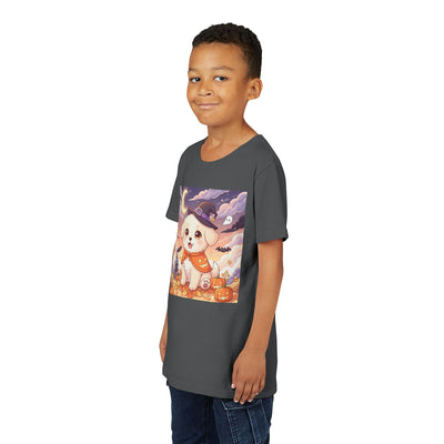 Halloween cute puppy anime style 2 Youth Tee, Short Sleeve T-Shirt, Kids Halloween Apparel, Cute Dog Tee, Fall Outfit for Children