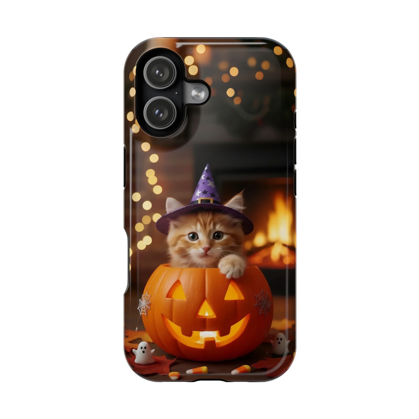 Halloween cute kitten photo style 3 Magnetic Phone Case, Cat Lover Gift, Impact-Resistant iPhone Case, Funny Pet Accessory, Unique Animal Design