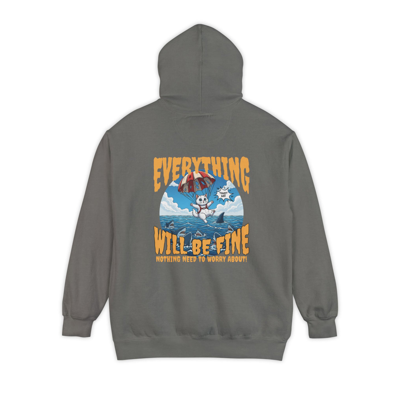 Everything Will Be Fine - Cartoon Cat Graphic Unisex Pullover Hoodie