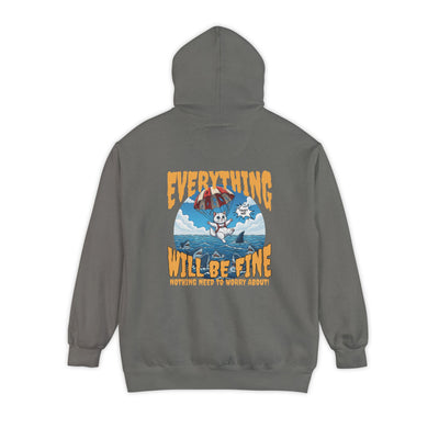 Everything Will Be Fine - Cartoon Cat Graphic Unisex Pullover Hoodie