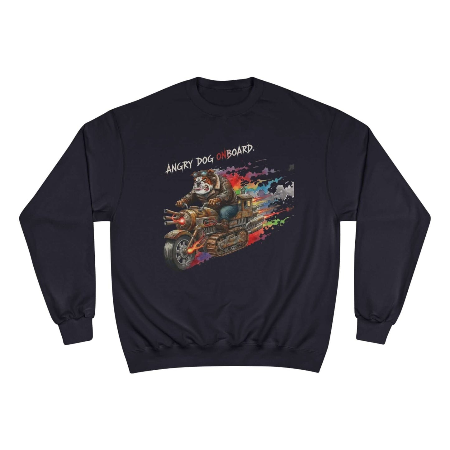 Angry Dog Onboard Graphic Champion Crewneck Sweatshirt style 1