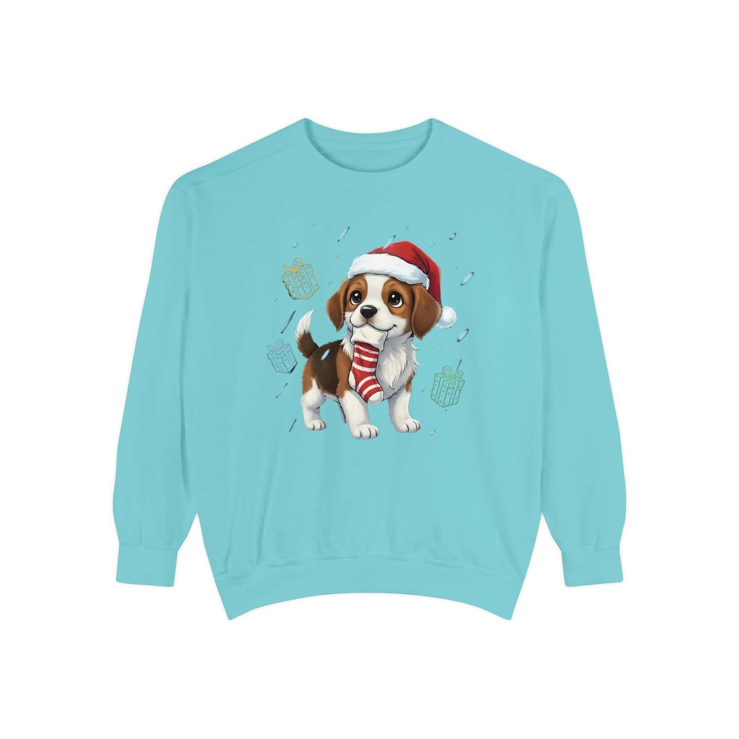 Puppy wait for Christmas presents Unisex Crewneck Sweatshirt style 6