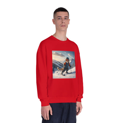 Skiing Cat Graphic Unisex NuBlend Crewneck Sweatshirt
