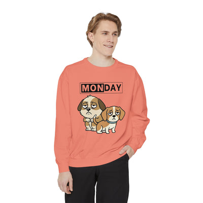 Monday Face Dog Stares Blankly Unisex Crewneck Sweatshirt style 1