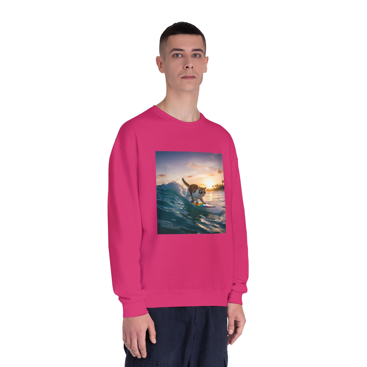 Surfing Cat style 2 Unisex NuBlend® Crewneck Sweatshirt