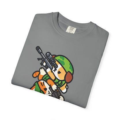 Cute Soldier Sniper Dog & Cat Unisex Graphic T-Shirt