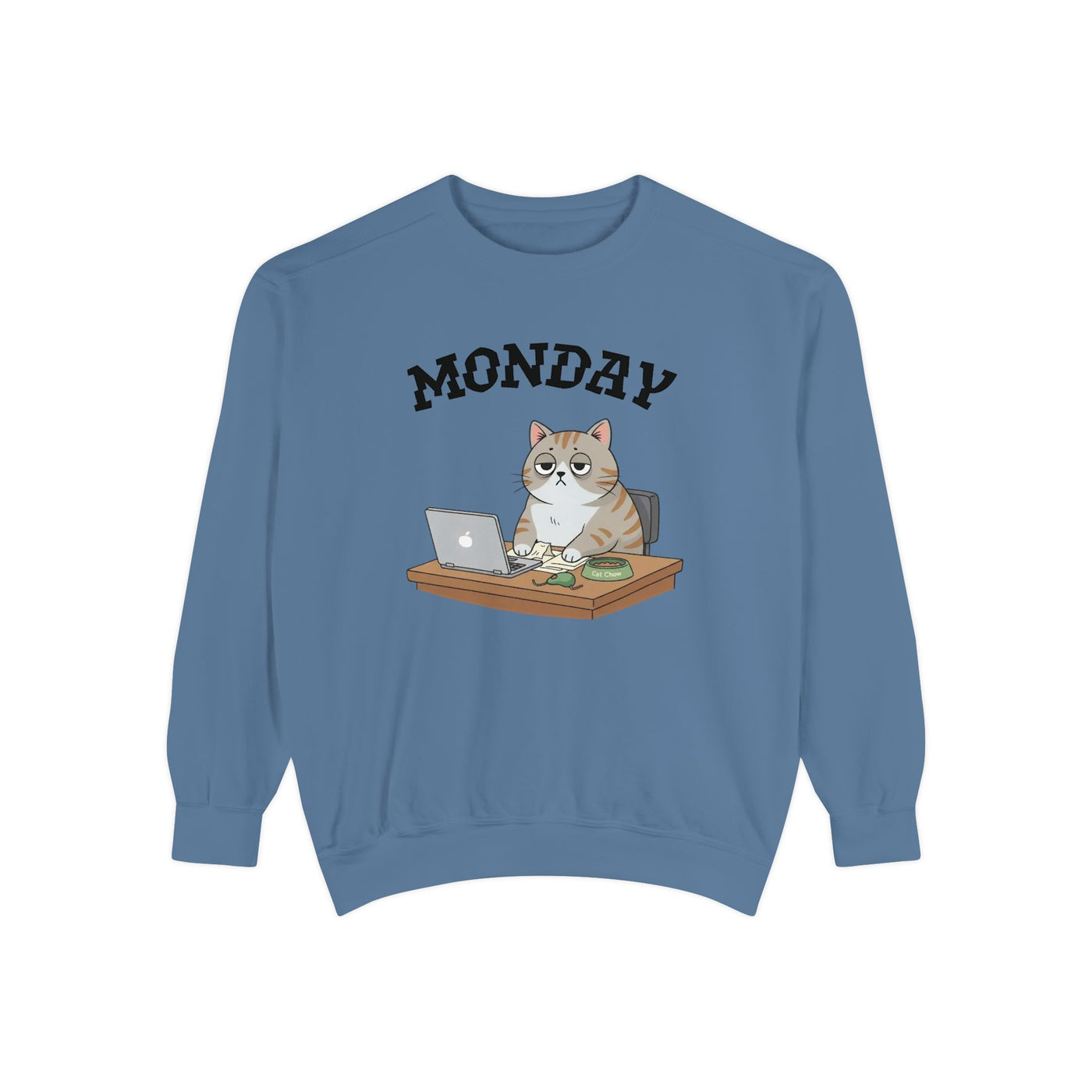 Monday Face Cat Stares Blankly Unisex Crewneck Sweatshirt style 4