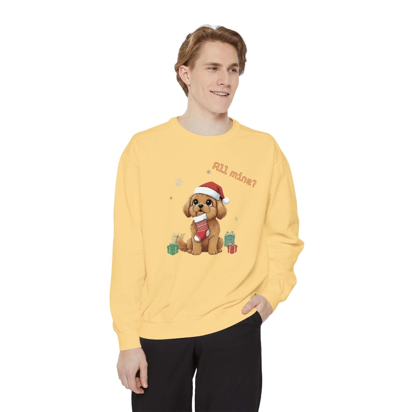 Puppy wait for Christmas presents Unisex Crewneck Sweatshirt style 8