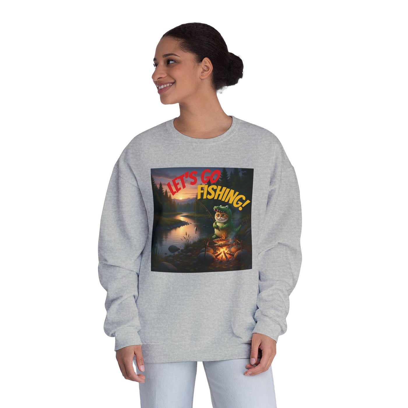 Crocodile Cat Fishing style 1 Unisex NuBlend® Crewneck Sweatshirt