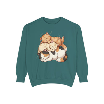 3 Cute Sleeping Cats style 1 Cozy Graphic Unisex Crewneck Sweatshirt