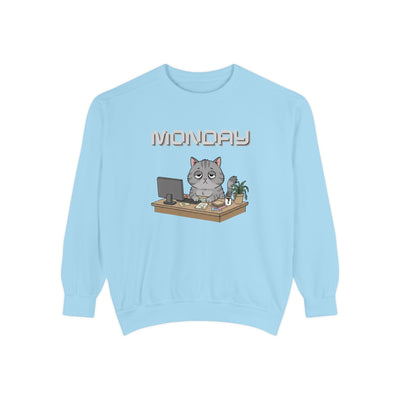 Monday Face Cat Stares Blankly Unisex Crewneck Sweatshirt style 2
