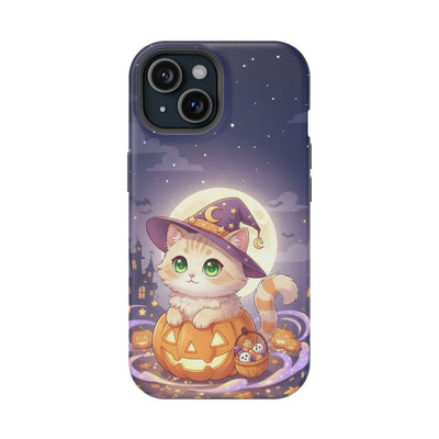 Halloween cute kitten anime style 4 Magnetic Phone Case, Cat Lover Gift, Impact-Resistant iPhone Case, Funny Pet Accessory, Unique Animal Design