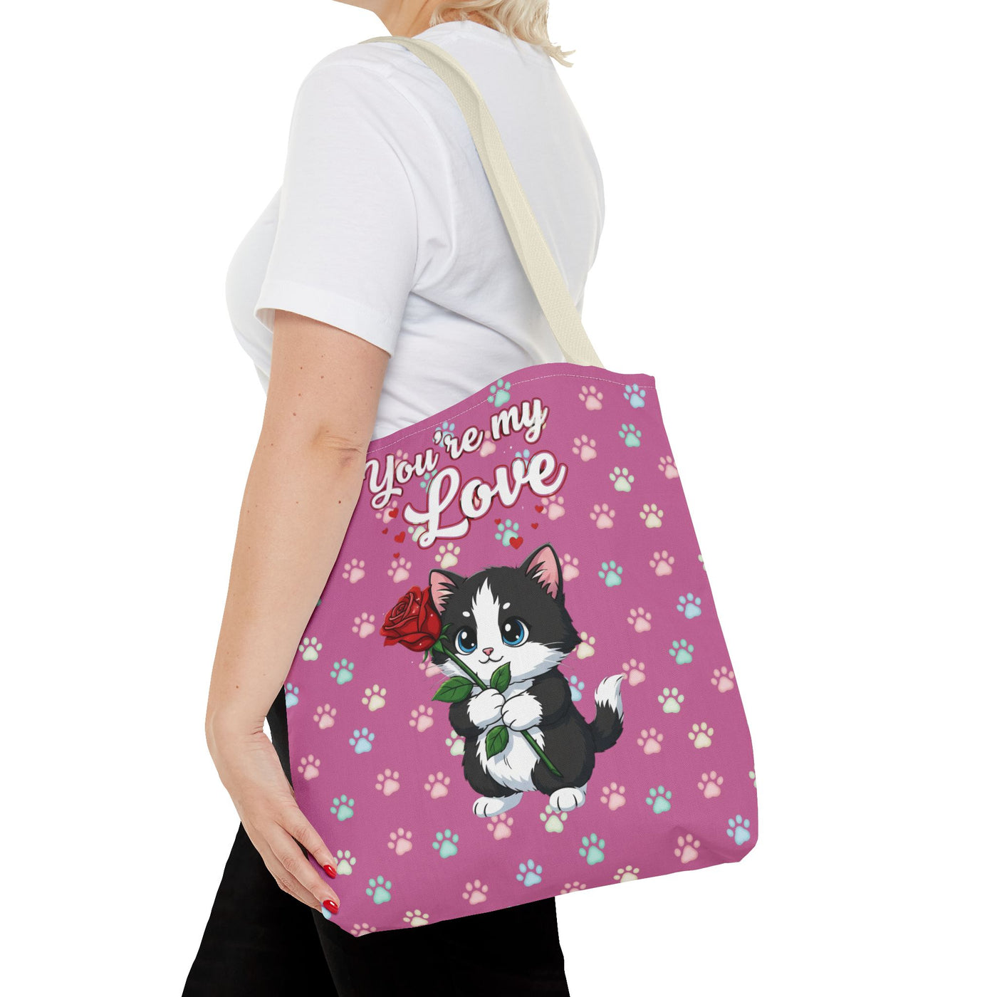 Cute Cat Lover Tote Bag - You're My Love style 1