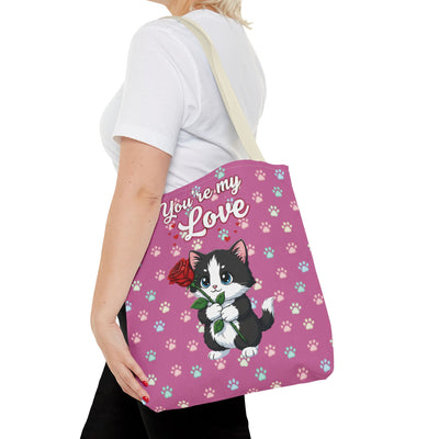 Cute Cat Lover Tote Bag - You're My Love style 1