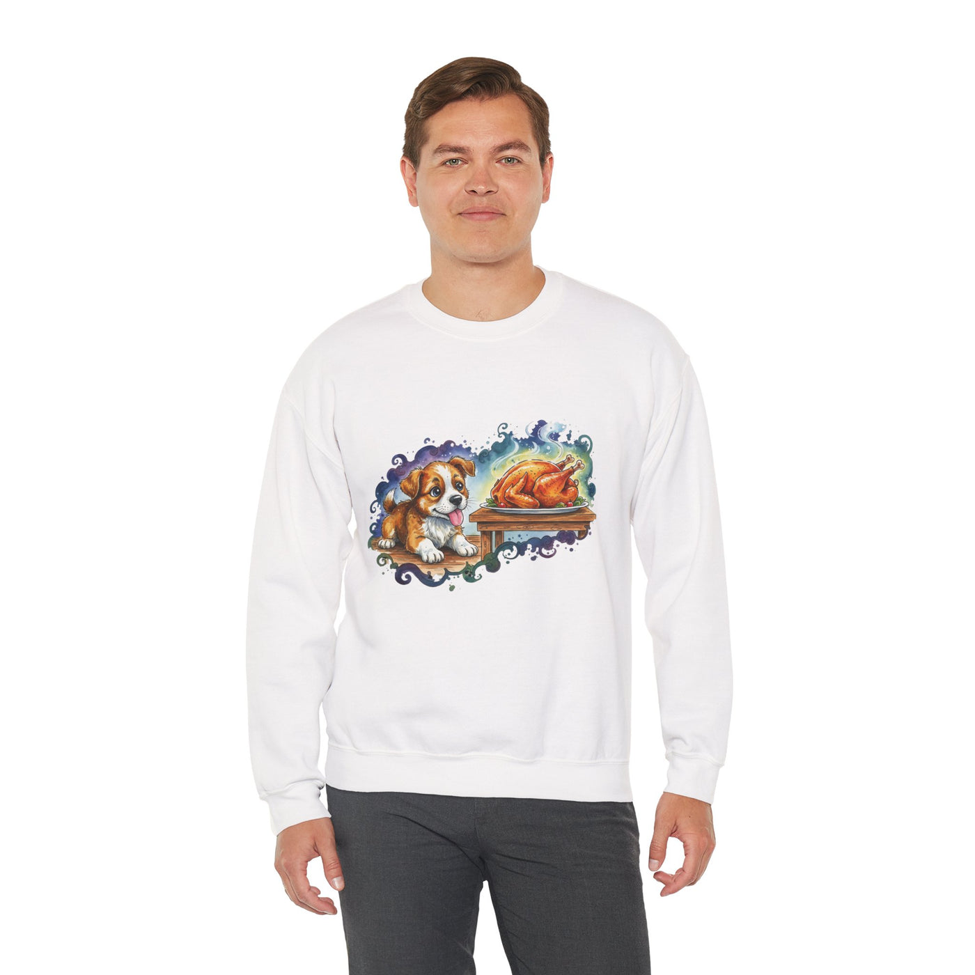 Watercolor painting style 6 Men & Women Cute Cat Pile Crewneck Sweatshirt