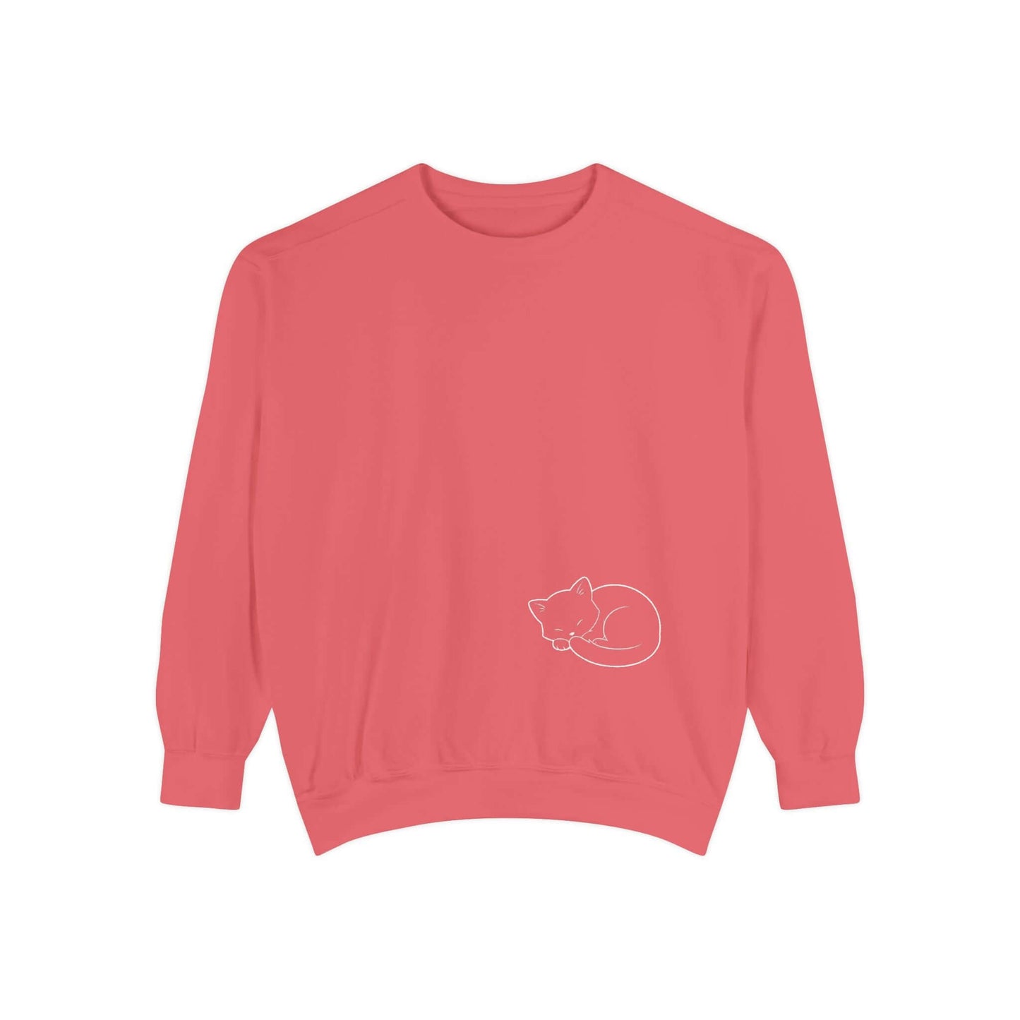 Sleeping cat shadow Graphic Unisex Crewneck Sweatshirt style 1 White