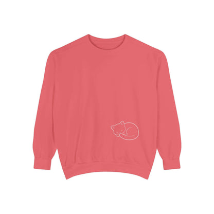 Sleeping cat shadow Graphic Unisex Crewneck Sweatshirt style 1 White