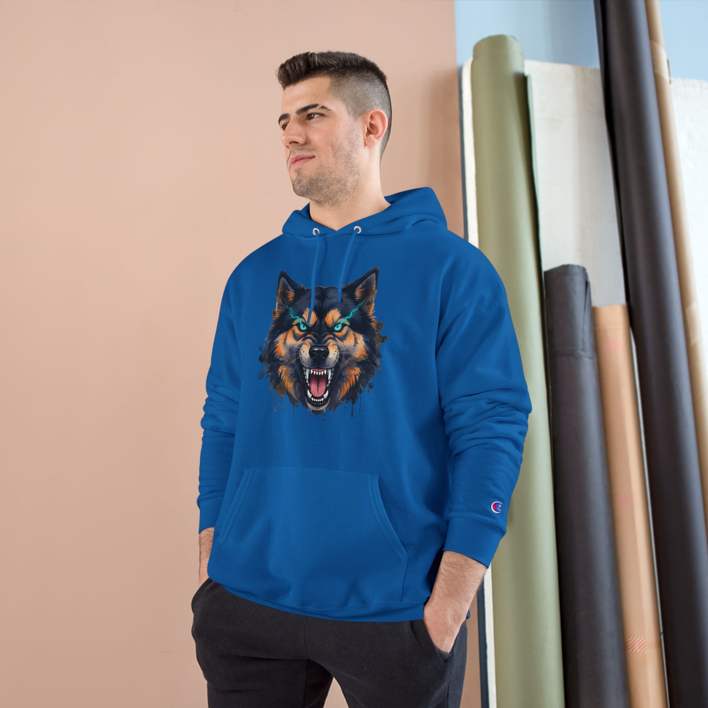 Angry Dog style 1 Men and Women Champion Hoodie