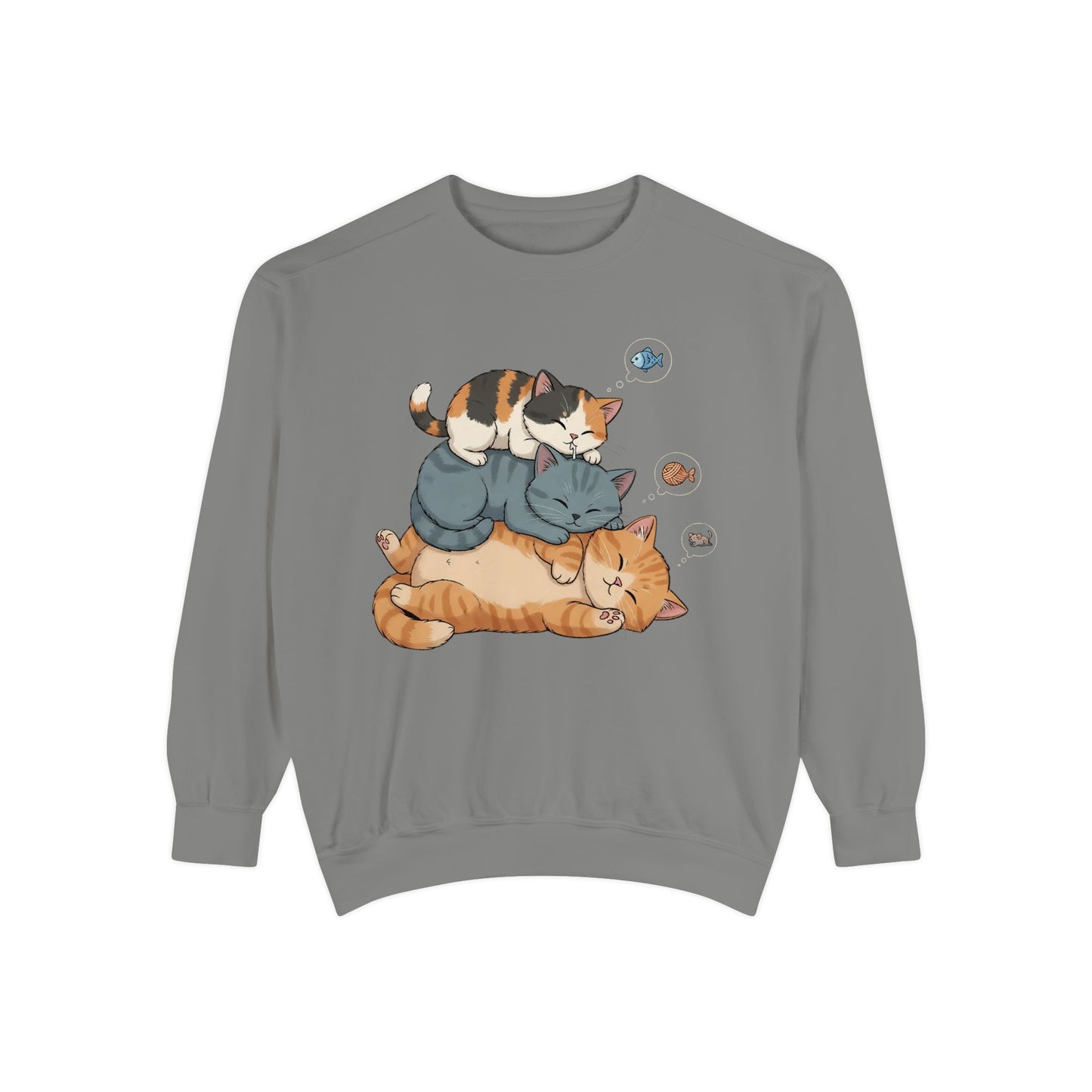 3 Cute Sleeping Cats Cozy Graphic Unisex Crewneck Sweatshirt style 2