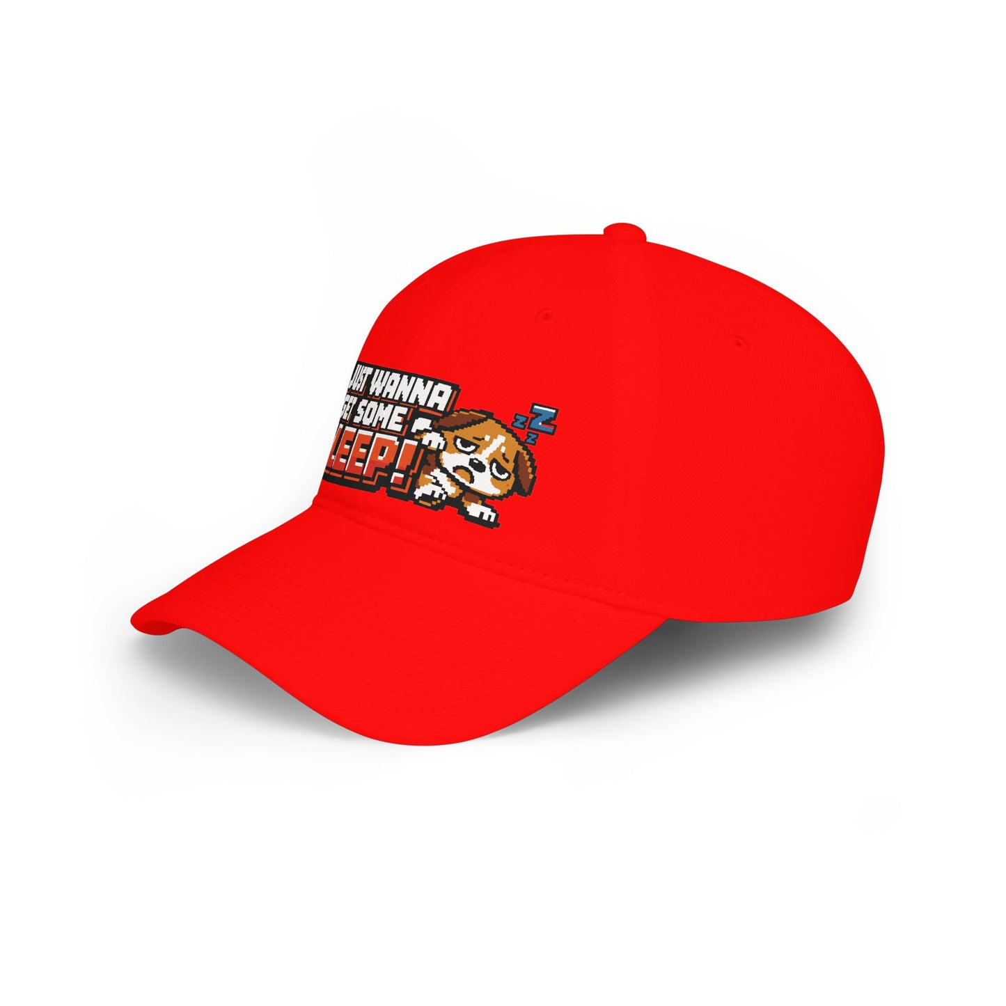 I Just Wanna Get Some Sleep Pixel Dog Low Profile Cap Hat